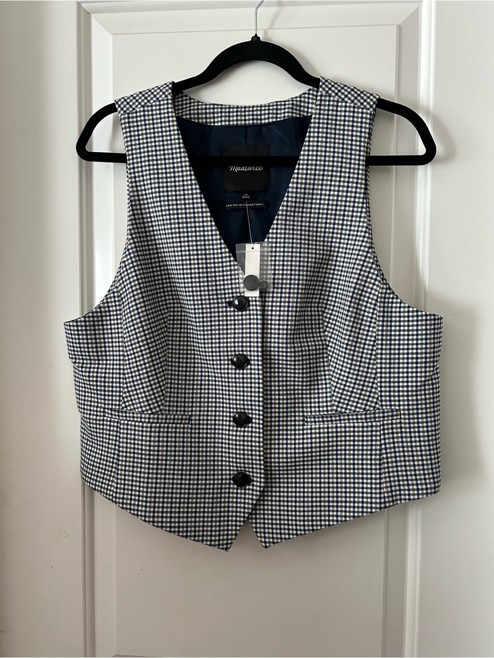 Madewell Blue and White Gingham Vest